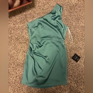 Lulu's Teal One-Shoulder Dress